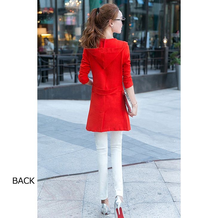 レディース　チェスターコート　アウター　コート　フード　春　秋　スプリングコート　大きいサイズ　シンプル　ビジネス　クール　通勤　ブラック　レッド　グレー　ピンク　送料無料