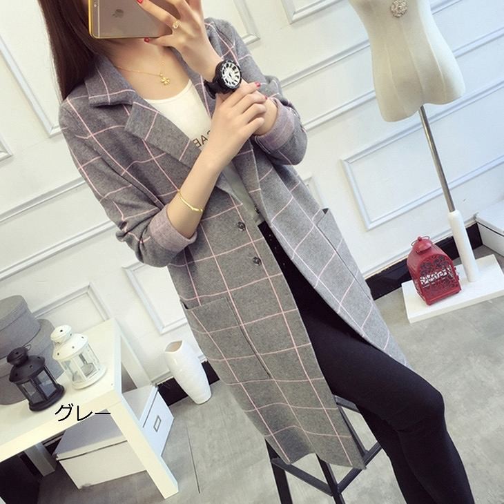 レディース　チェスターコート　アウター　ロングカーディガン　ニット　春コート　スプリングコート　ロング丈　大きいサイズ　おしゃれ　シンプル　カジュアル　ビジネス　クール　通勤　グレー　ネイビー　ブラック　レッド　送料無料