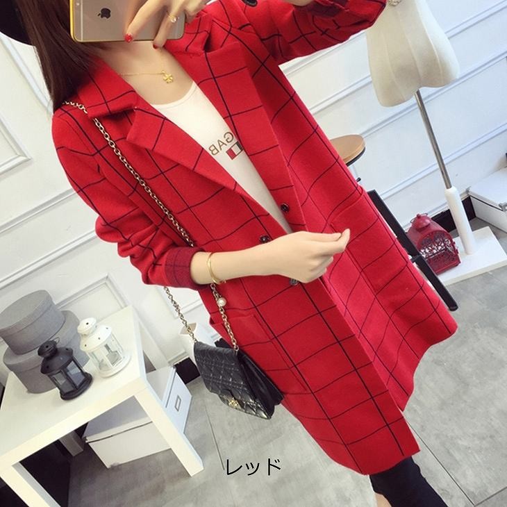 レディース　チェスターコート　アウター　ロングカーディガン　ニット　春コート　スプリングコート　ロング丈　大きいサイズ　おしゃれ　シンプル　カジュアル　ビジネス　クール　通勤　グレー　ネイビー　ブラック　レッド　送料無料