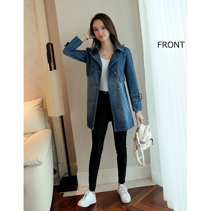 レディース　アウター　デニムコート　ジャケット　春コート　スプリングコート　秋　トレンチコート　長袖　大きいサイズ　おしゃれ　シンプル　カジュアル　送料無料