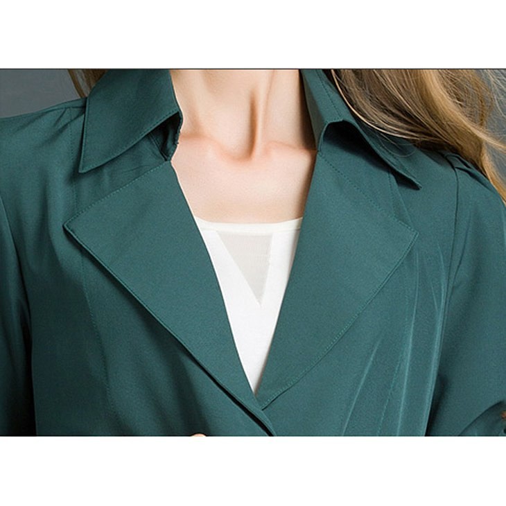 レディース　チェスターコート　アウター　春コート　スプリングコート　トレンチコート　ジャケット　長袖　7分袖　フェミニン　おしゃれ　シンプル　きれい　カジュアル　ビジネス　クール　通勤　グリーン　送料無料