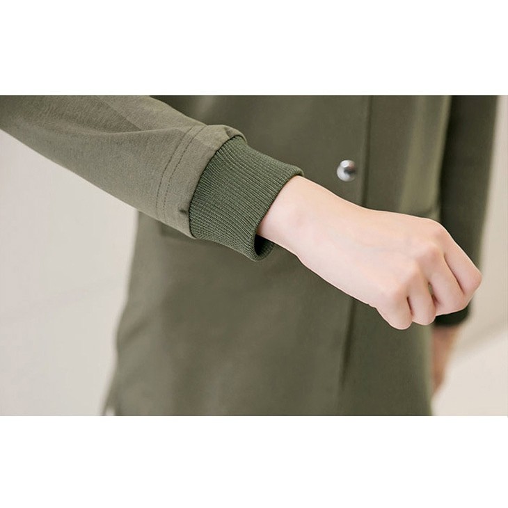 レディース　アウター　上着　ロング　スタンドカラー　ジャケット　カジュアル　着痩せ　ブルー　グリーン　ブラック　送料無料