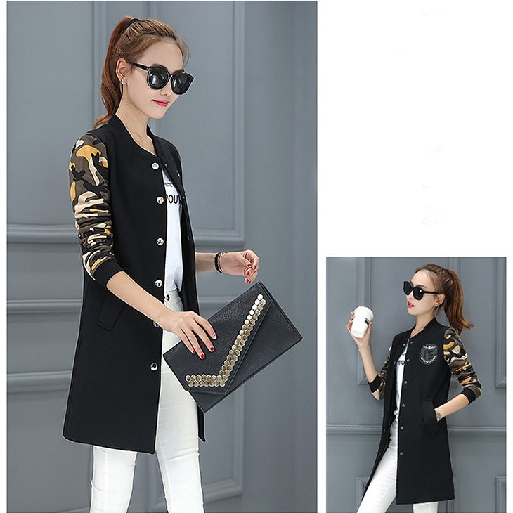 レディース　アウター　上着　ロング　ジャケット　スタジャン　カジュアル　着痩せ　迷彩　ブラック　黒　カーキ　アーミーグリーン　送料無料