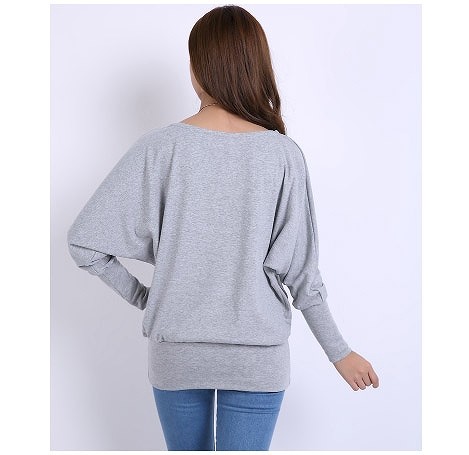 レディース　トップス　ドルマン　カットソー　Tシャツ　ラウンドネック　長袖　無地　シンプル　カジュアル　大きいサイズ　スポーツ　ヨガ　ダンス　ラフスタイル　ルームウェア　デイリー　ブラック　グレー　送料無料