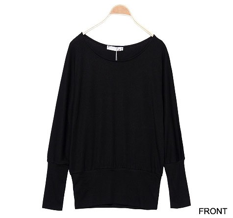 レディース　トップス　ドルマン　カットソー　Tシャツ　ラウンドネック　長袖　無地　シンプル　カジュアル　大きいサイズ　スポーツ　ヨガ　ダンス　ラフスタイル　ルームウェア　デイリー　ブラック　グレー　送料無料