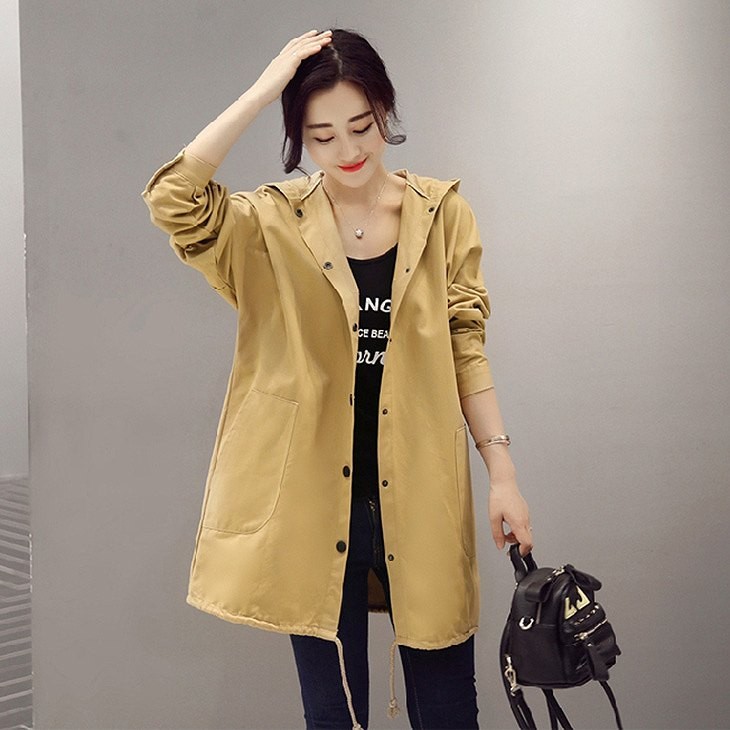 レディース　アウター　上着　ロング　パーカー　コート　ジャケット　フード　ゆったり　カーキ　ブラック　グリーン　送料無料