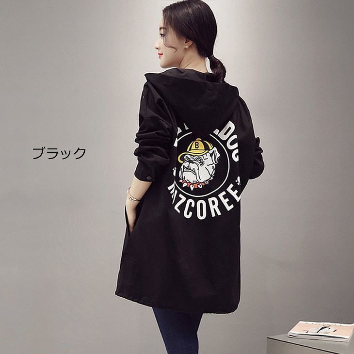 レディース　アウター　上着　ロング　パーカー　コート　ジャケット　フード　ゆったり　カーキ　ブラック　グリーン　送料無料