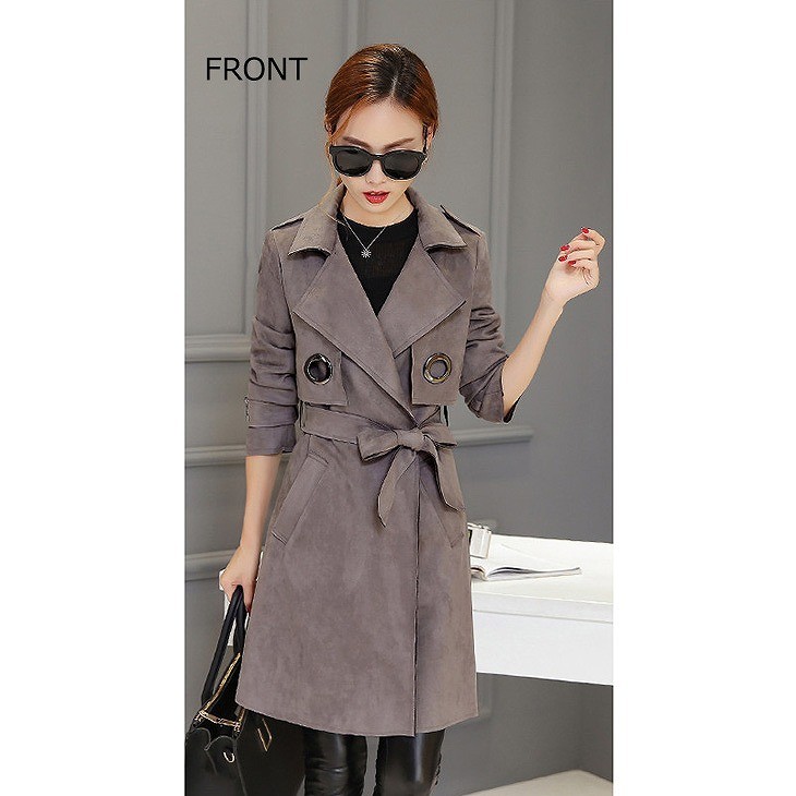 レディース　アウター　上着　ラップコート　トレンチコート　ゆったり　グレー　ブラウン　ブラック　グリーン　送料無料