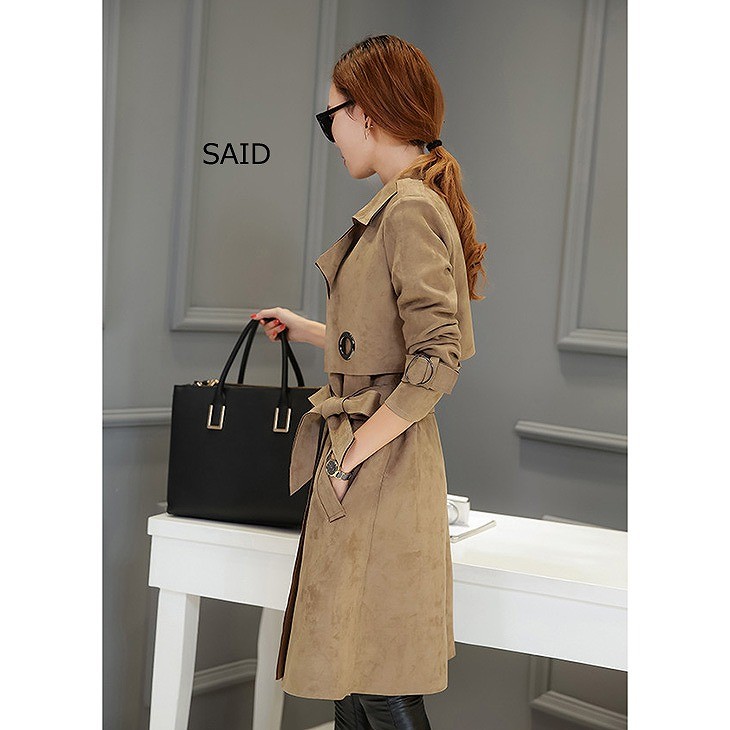 レディース　アウター　上着　ラップコート　トレンチコート　ゆったり　グレー　ブラウン　ブラック　グリーン　送料無料