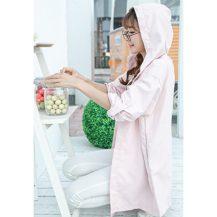 レディース　アウター　上着　ロング　パーカー　スプリングコート　フード　カジュアル　ピンク　送料無料