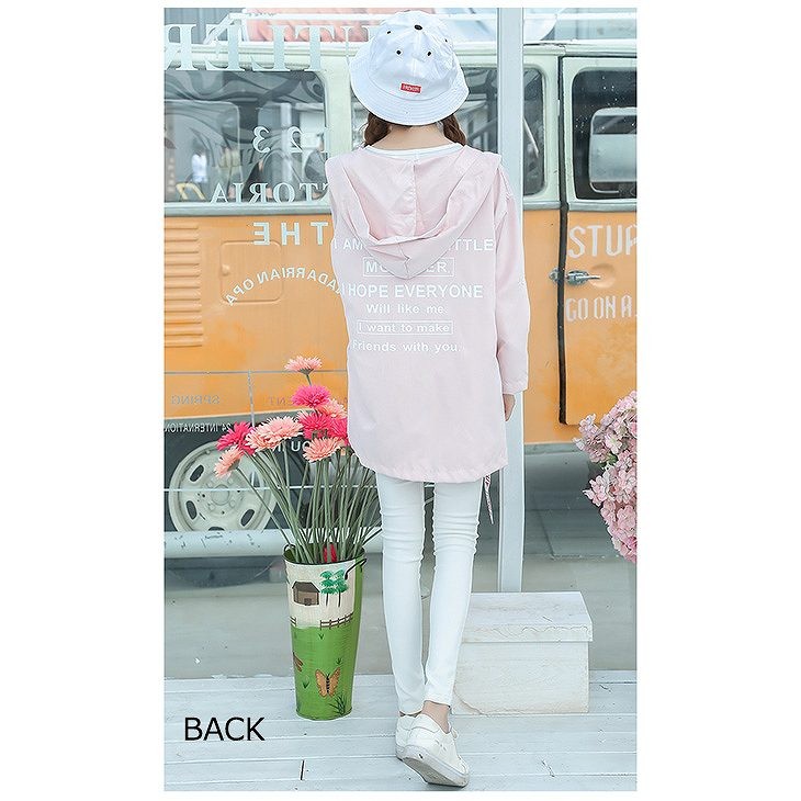 レディース　アウター　上着　ロング　パーカー　スプリングコート　フード　カジュアル　ピンク　送料無料