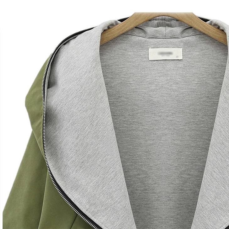 レディース　フーデッドジャンパー　ミドル丈　長袖　大きいサイズ　春ジャケット　ゆったり　おしゃれ　カジュアル　デート　お出かけ　グリーン　送料無料