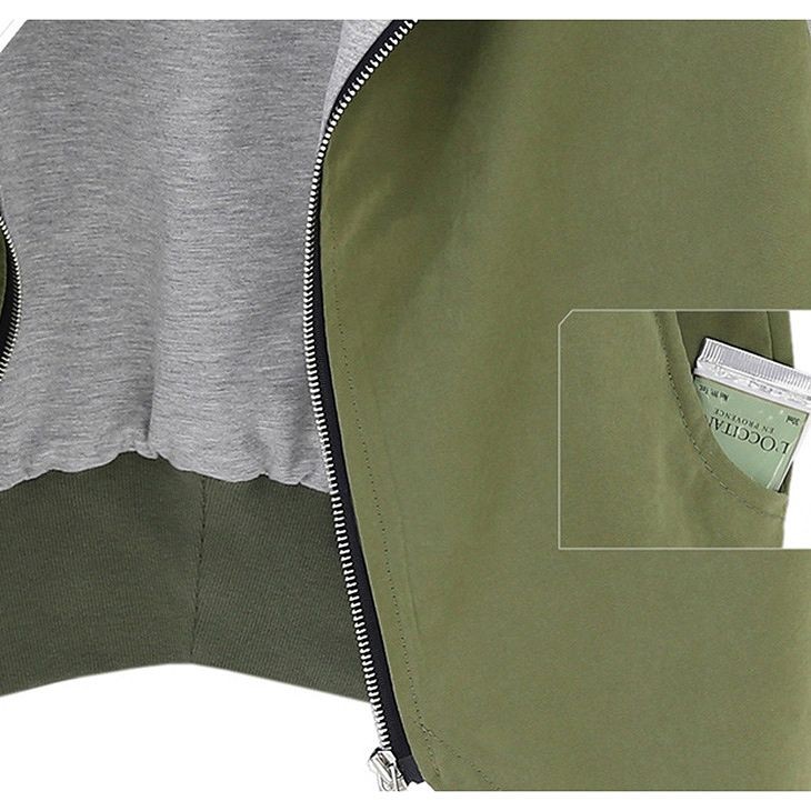 レディース　フーデッドジャンパー　ミドル丈　長袖　大きいサイズ　春ジャケット　ゆったり　おしゃれ　カジュアル　デート　お出かけ　グリーン　送料無料