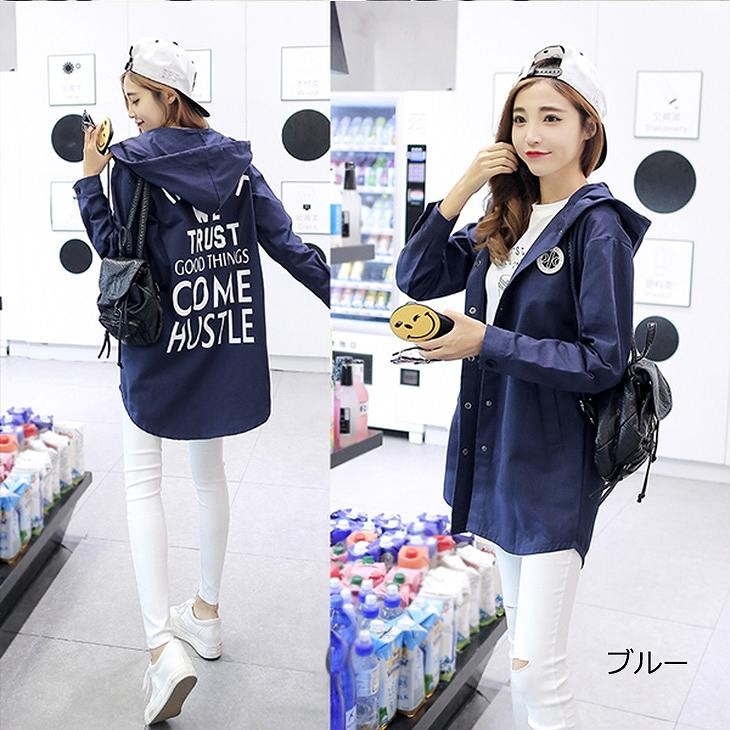 レディース　プリントパーカー　ロング丈　長袖　ボタンダウン　大きいサイズ　春コート　ゆったり　おしゃれ　カジュアル　デート　お出かけ　全５色　送料無料