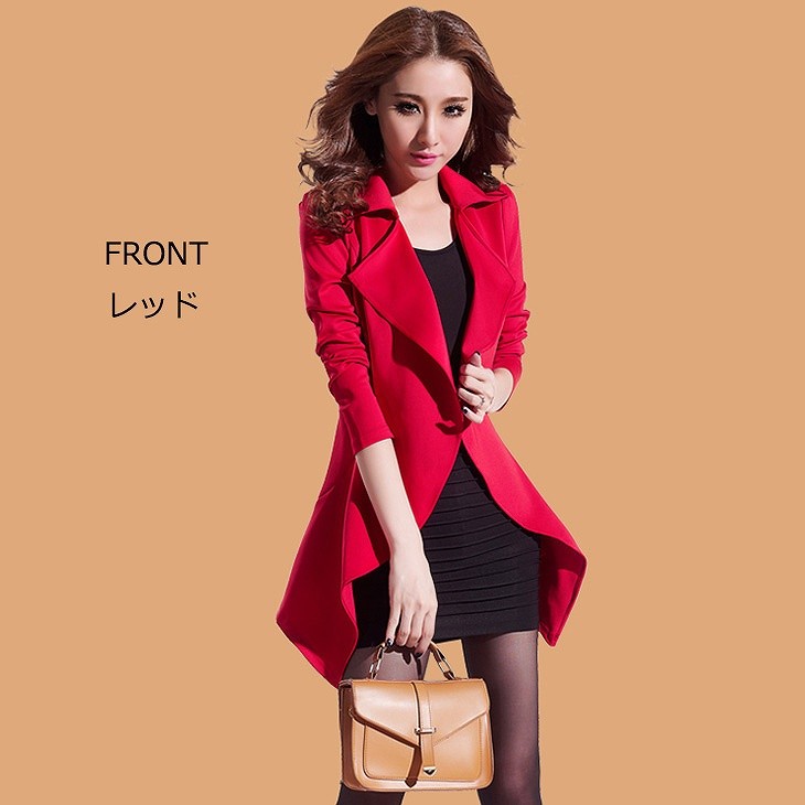レディース　モッズコート　長袖　大きいサイズ　春コート　すっきり　おしゃれ　フォーマル　デート　お出かけ　通勤　オフィス　レッド　ブラック　送料無料