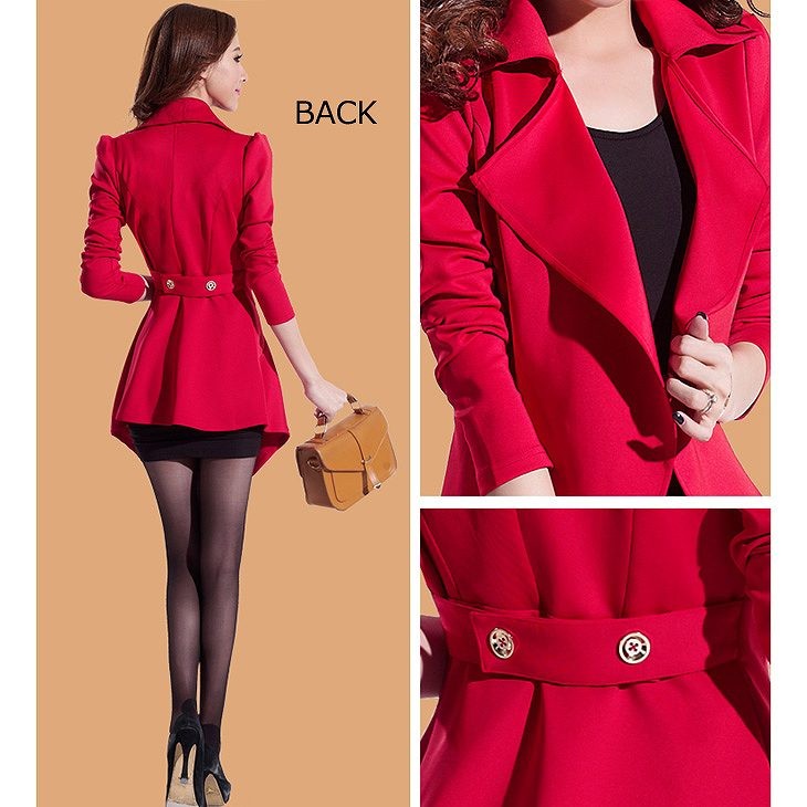 レディース　モッズコート　長袖　大きいサイズ　春コート　すっきり　おしゃれ　フォーマル　デート　お出かけ　通勤　オフィス　レッド　ブラック　送料無料
