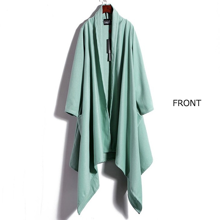 レディース　コットンジャケット　ロング丈　長袖　春コート　ゆったり　おしゃれ　カジュアル　デート　お出かけ　通勤　オフィス　グリーン　送料無料