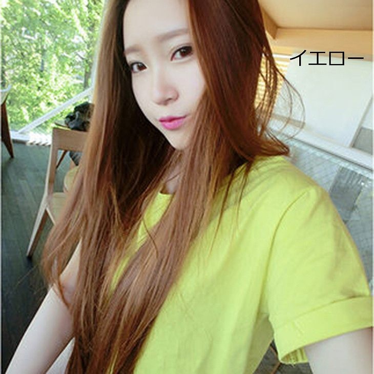 レディース　トップス　Tシャツ　カットソー　定番　半袖　ラウンドネック　大きいサイズ　コットン　無地　カジュアル　フェミニン　スポーツ　ヨガ　ジョギング　デート　お出かけ　オレンジ　イエロー　ブルー　パープル　ブラック　ホワイト　ピンク　送料無料