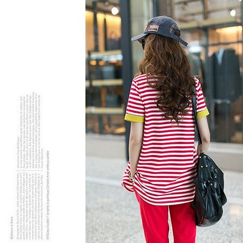 レディース　トップス　スポーツウェア　上下セット　半袖　Tシャツ　ボーダー　チュニック　カットソー　オーバルネック　綿　シンプル　大きいサイズ　ゆったり　カジュアル　　大人可愛い　フェミニン　デート　お出かけ　普段着　レッド　ブラック　送料無料