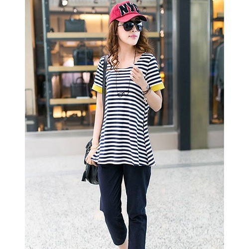 レディース　トップス　スポーツウェア　上下セット　半袖　Tシャツ　ボーダー　チュニック　カットソー　オーバルネック　綿　シンプル　大きいサイズ　ゆったり　カジュアル　　大人可愛い　フェミニン　デート　お出かけ　普段着　レッド　ブラック　送料無料