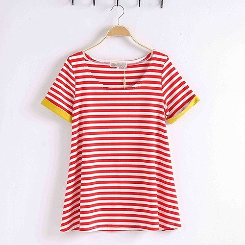 レディース　トップス　スポーツウェア　上下セット　半袖　Tシャツ　ボーダー　チュニック　カットソー　オーバルネック　綿　シンプル　大きいサイズ　ゆったり　カジュアル　　大人可愛い　フェミニン　デート　お出かけ　普段着　レッド　ブラック　送料無料