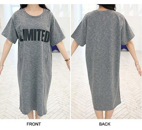 レディース　トップス　ロングTシャツ　ワンピース　カットソー　ラウンドネック　半袖　綿　夏　コットン　シンプル　ゆったり　カジュアル　大人可愛い　フェミニン　おしゃれ　パジャマ　普段着　ブラック　ホワイト　グレー　送料無料