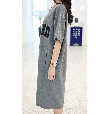 レディース　トップス　ロングTシャツ　ワンピース　カットソー　ラウンドネック　半袖　綿　夏　コットン　シンプル　ゆったり　カジュアル　大人可愛い　フェミニン　おしゃれ　パジャマ　普段着　ブラック　ホワイト　グレー　送料無料