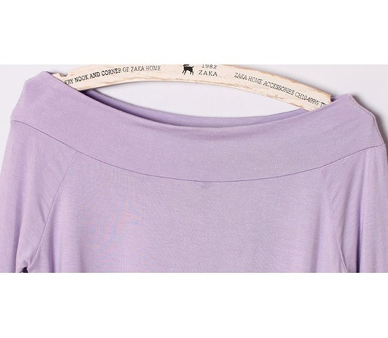 レディース　トップス　カットソー　Tシャツ　無地　オフショルダー　長袖　ショート丈　シンプル　スリム　スタイリッシュ　セクシー　カジュアル　大人可愛い　フェミニン　おしゃれ　通勤　デート　お出かけ　普段着　ブラック　ホワイト　ピンク　パープル　送料無料