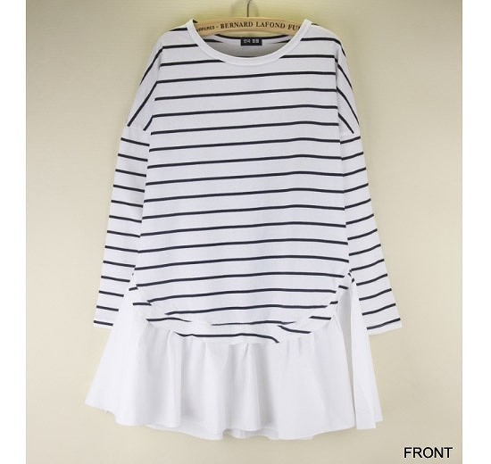 レディース　トップス　カットソー　ボーダー　ストライプ　チュニック　レイヤー　ワンピース　長袖　綿　コットン　シンプル　ゆったり　エレガント　カジュアル　大人可愛い　フェミニン　おしゃれ　通勤　デート　お出かけ　普段着　送料無料