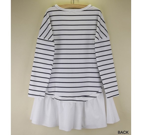 レディース　トップス　カットソー　ボーダー　ストライプ　チュニック　レイヤー　ワンピース　長袖　綿　コットン　シンプル　ゆったり　エレガント　カジュアル　大人可愛い　フェミニン　おしゃれ　通勤　デート　お出かけ　普段着　送料無料