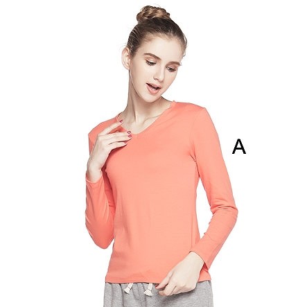 レディース　トップス　Tシャツ　無地　カットソー　Ｖネック　長袖　シンプル　大きいサイズ　スリム　秋　冬　あったか　厚手　ゆったり　カジュアル　大人可愛い　フェミニン　デート　お出かけ　普段着　ブラック　ホワイト　オレンジ　ピンク　ベージュ　送料無料