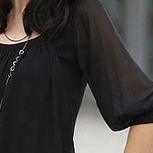 レディース　Uネック　Tシャツ　半袖　ショートスリーブ　ブラウス　トップス　春　夏　女性　大人　カジュアル　キュート　可愛い　おしゃれ　エレガント　セクシー　ファッション　ブラック　黒　フリーサイズ　ワンサイズ　送料無料