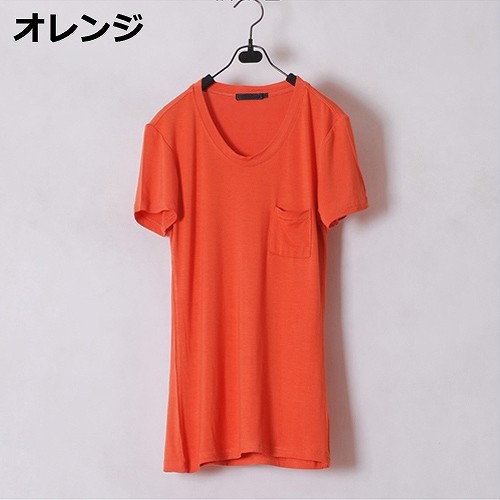 レディース　Uネック　Tシャツ　コットン　半袖　ショートスリーブ　トップス　春　夏　女性　大人　カジュアル　キュート　可愛い　おしゃれ　エレガント　セクシー　ファッション　レッド　ブルー　オレンジ　フリーサイズ　ワンサイズ　送料無料