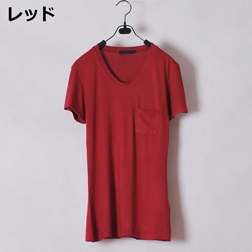 レディース　Uネック　Tシャツ　コットン　半袖　ショートスリーブ　トップス　春　夏　女性　大人　カジュアル　キュート　可愛い　おしゃれ　エレガント　セクシー　ファッション　レッド　ブルー　オレンジ　フリーサイズ　ワンサイズ　送料無料