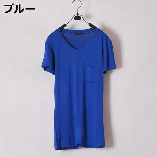 レディース　Uネック　Tシャツ　コットン　半袖　ショートスリーブ　トップス　春　夏　女性　大人　カジュアル　キュート　可愛い　おしゃれ　エレガント　セクシー　ファッション　レッド　ブルー　オレンジ　フリーサイズ　ワンサイズ　送料無料