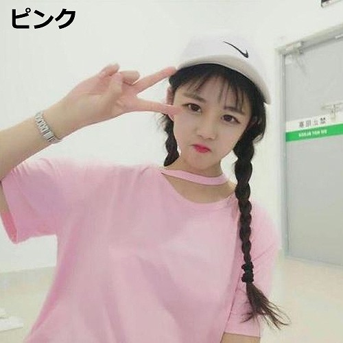 レディース　Tシャツ　半袖　ショートスリーブ　トップス　春　夏　女性　大人　カジュアル　キュート　可愛い　おしゃれ　エレガント　セクシー　ファッション　ピンク　ホワイト　ブラック　M　L　XL　2XL　サイズ　送料無料