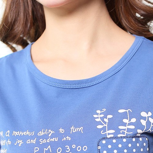 レディース　Tシャツ　半袖　ショートスリーブ　トップス　春　夏　女性　大人　カジュアル　キュート　可愛い　おしゃれ　エレガント　セクシー　ファッション　ブルー　青　L　XL　サイズ　送料無料