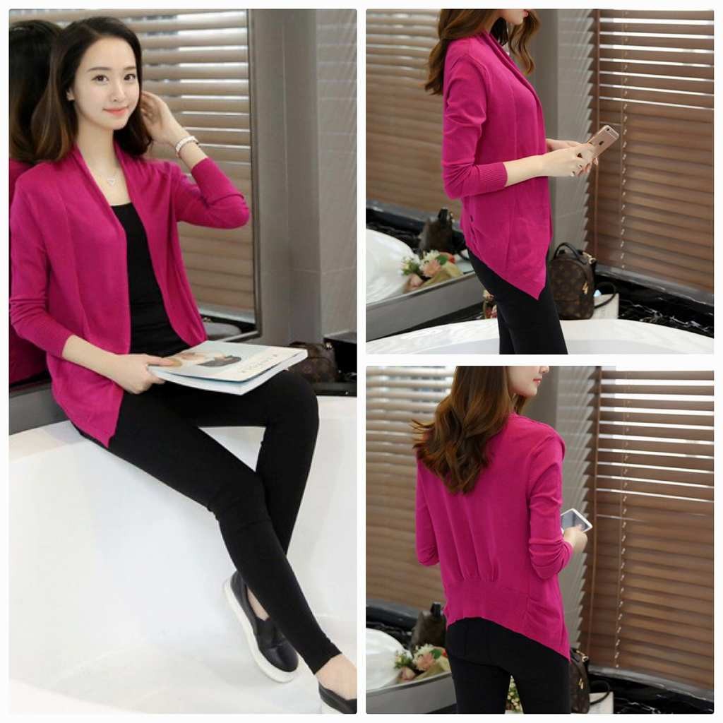 レディース　カーディガン　ボタンなし　ニット　セーター　トップス　春　女性　大人　カジュアル　キュート　可愛い　おしゃれ　エレガント　セクシー　ファッション　ブラック　レッド　グリーン　ピンク　イエロー　フリーサイズ　ワンサイズ　送料無料