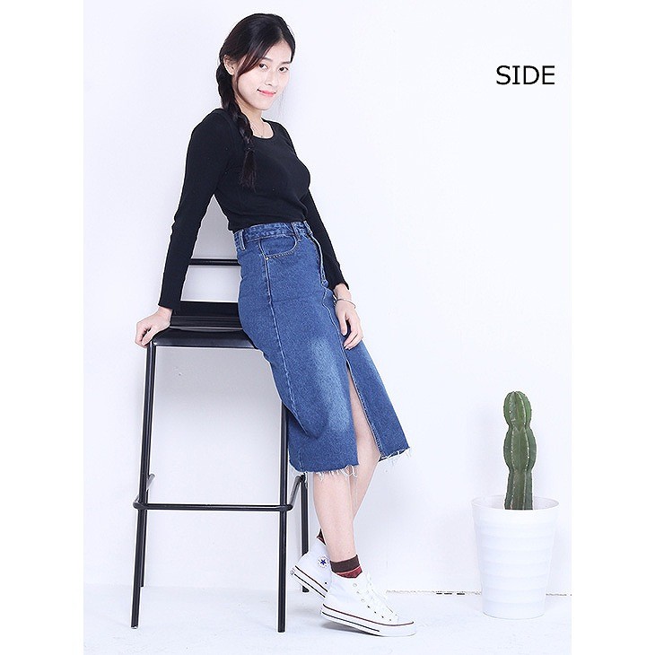 レディース　デニムスカート　スリット　膝丈　ボトムス　春物　夏物　服　人気　女性　大人　婦人服　カジュアル　ガーリー　キュート　可愛い　おしゃれ　セクシー　エレガント　セクシー　ブルー　Ｓ　Ｍ　Ｌ　XL　サイズ　送料無料