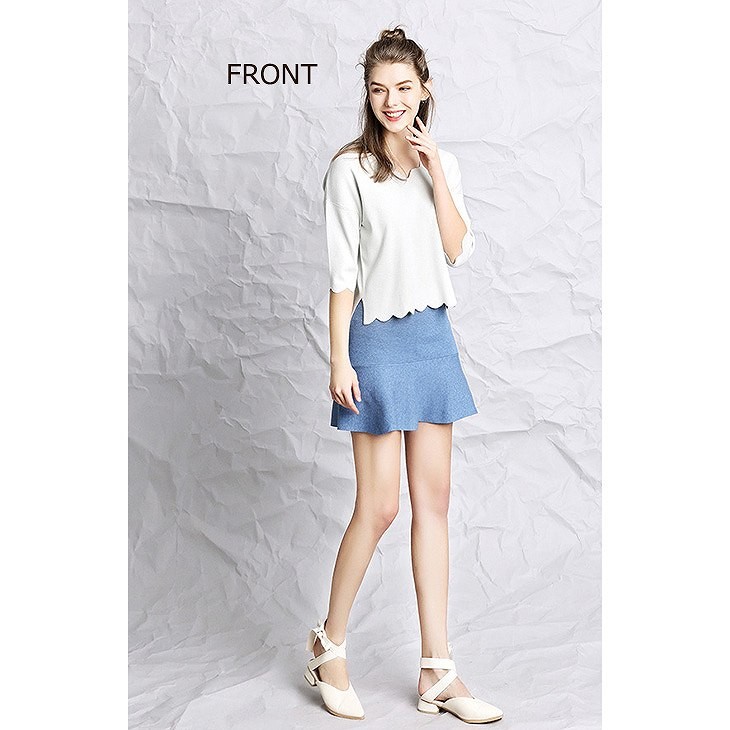 レディース　フラウンス　ミニ　スカート　ボトムス　半袖　春物　夏物　服　人気　女性　大人　婦人服　カジュアル　フェミニン　キュート　可愛い　おしゃれ　エレガント　セクシー　ライトブルー　ブルー　XS　S　M　サイズ　送料無料