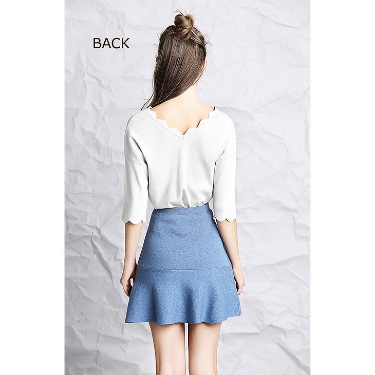 レディース　フラウンス　ミニ　スカート　ボトムス　半袖　春物　夏物　服　人気　女性　大人　婦人服　カジュアル　フェミニン　キュート　可愛い　おしゃれ　エレガント　セクシー　ライトブルー　ブルー　XS　S　M　サイズ　送料無料