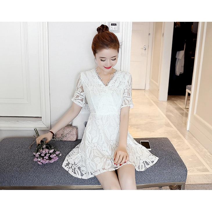 レディース　フレアスリーブ　ワンピース　ステッチ　レース　ミニ　スカート　ボトムス　半袖　春物　夏物　服　人気　女性　大人　婦人服　カジュアル　フェミニン　可愛い　おしゃれ　エレガント　セクシー　イエロー　ホワイト　S　M　L　XL　サイズ　送料無料