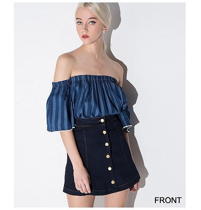 レディース ボトムス デニムスカート ハイウェスト シンプル おしゃれ すっきり エレガント カジュアル お出かけ デート デイリー 普段着 ネイビー 送料無料