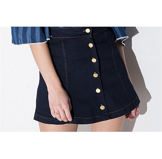 レディース ボトムス デニムスカート ハイウェスト シンプル おしゃれ すっきり エレガント カジュアル お出かけ デート デイリー 普段着 ネイビー 送料無料