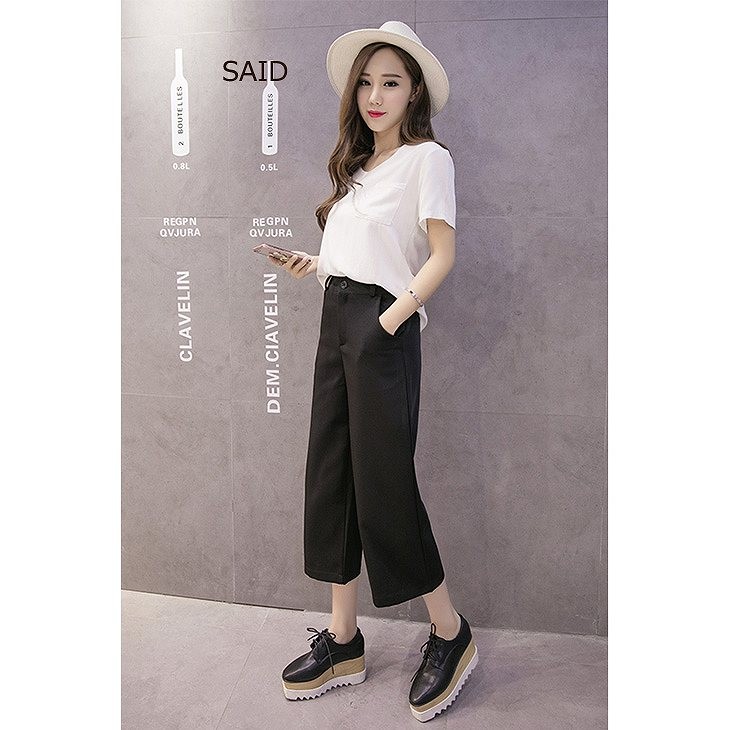 レディース　大きいサイズ　ワイドレッグパンツ　ハイウエスト　ボトムス　春物　夏物　服　人気　女性　大人　婦人服　カジュアル　フェミニン　キュート　可愛い　おしゃれ　エレガント　セクシー　ブラック　グレー　S　M　L　XL　XXL　サイズ　送料無料