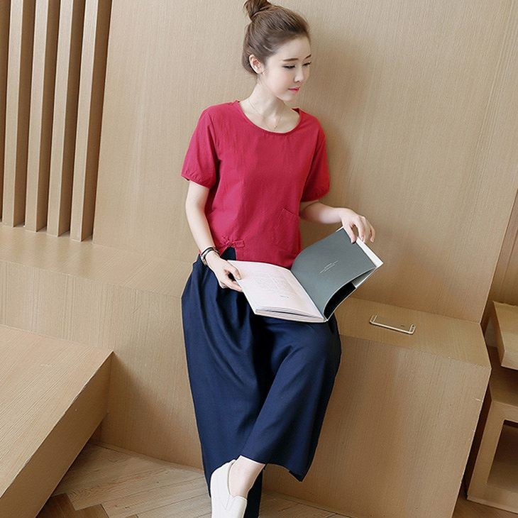 レディース　リネン　ワイドレッグパンツ　ボトムス　春物　夏物　服　人気　女性　大人　婦人服　カジュアル　フェミニン　キュート　可愛い　おしゃれ　エレガント　セクシー　ホワイト　レッド　ブルー　フリーサイズ　ワンサイズ　送料無料