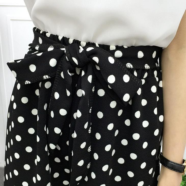 レディース　ワイドレッグパンツ　ストライプ　ドット　クロップド　半端丈　七分丈　ボトムス　春物　夏物　服　人気　女性　大人　婦人服　カジュアル　フェミニン　キュート　可愛い　おしゃれ　エレガント　セクシー　ブラック　M　L　サイズ　送料無料