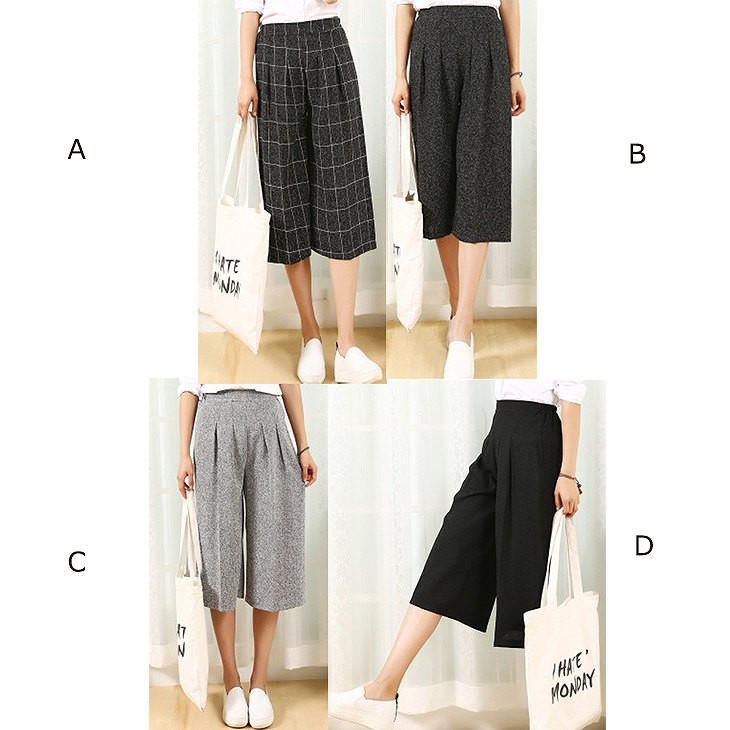 レディース　リネン　ワイドレッグパンツ　クロップド　半端丈　七分丈　ボトムス　春物　夏物　服　人気　女性　大人　婦人服　カジュアル　フェミニン　キュート　可愛い　おしゃれ　エレガント　セクシー　ブラック　グレー　黒　灰色　M　L　XL　サイズ　送料無料