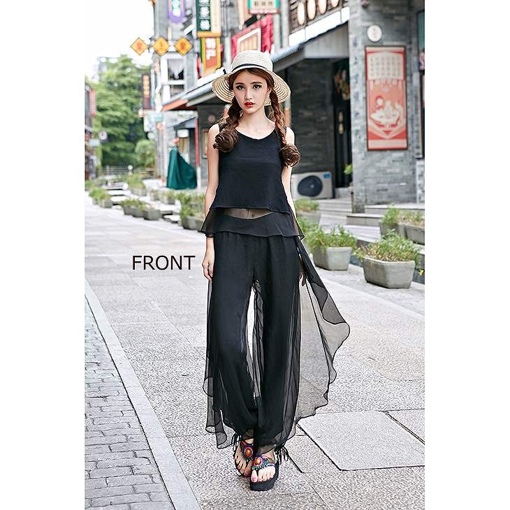 レディース　ボトムス　ガウチョパンツ　ワイドパンツ　スカーチョ　無地　春夏　フリーサイズ　大人カジュアル　シンプル　オフィス　OL　デイリー　お出かけ　デート　ホワイト　ブラック　送料無料