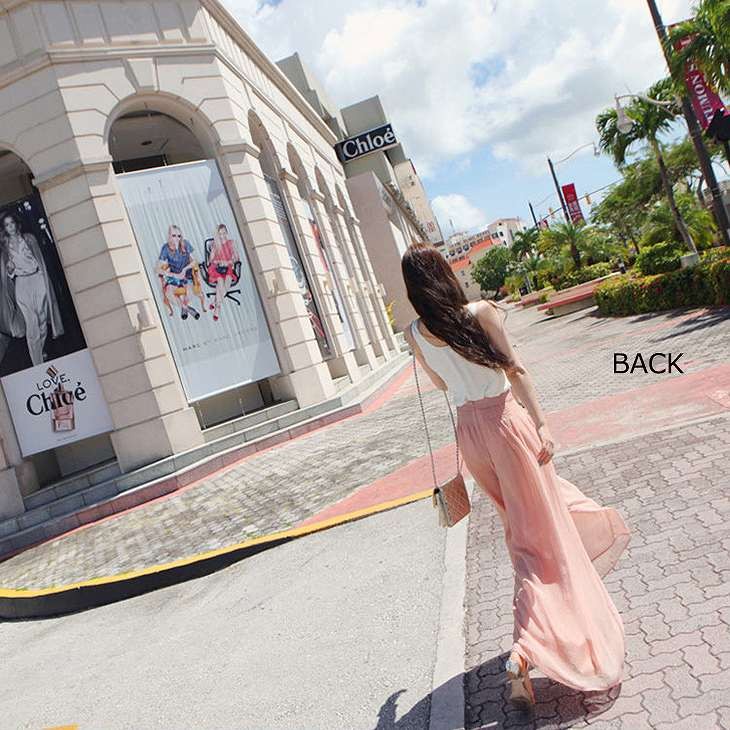 レディース　ボトムス　ガウチョパンツ　ワイドパンツ　スカーチョ　シフォン　無地　春夏　大きいサイズ　大人カジュアル　シンプル　オフィス　OL　デイリー　お出かけ　デート　ピンク　送料無料